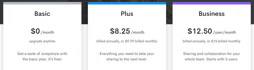 Jumpshare Pricing